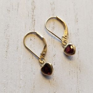 10k gold and garnet cz earrings